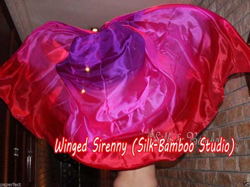 2.7m*1.1m purple-pink-red 5mm silk belly dance silk veil