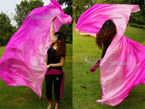 2.7m*1.1m pink fading 5mm belly dance silk veil