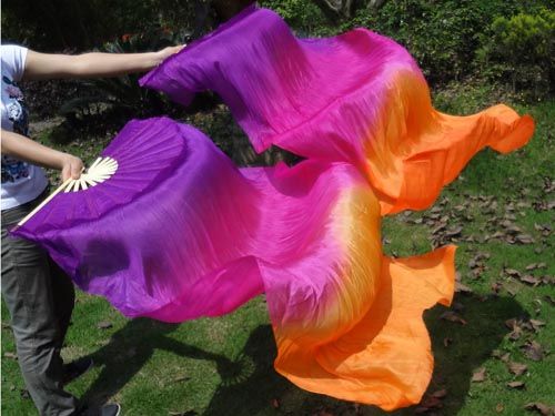 1.5m*0.9m Golden Violet belly dance silk fan veil